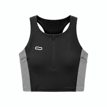 Zip Crop Race Preto / Gelo - frente