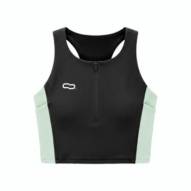 Zip Crop Race Preto / Menta - frente